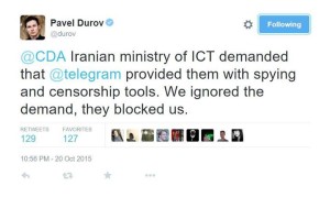 Durov Tweet On Iran and Telegram (Source: Twitter)