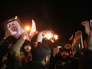 Iranian Protestors at KSA Embassy (Photo Credit- Reuters)