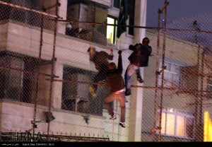 Rioters breach the Saudi Consulate in Mashhad (Photo Credit- Twitter: Sobhan Hassanvand)