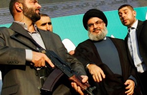 Nasrallah with Bodyguards (Photo Credit- Reuters:Sharif Karim)